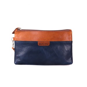 Ani Blue Kombinasi Cognac Leather Pouch