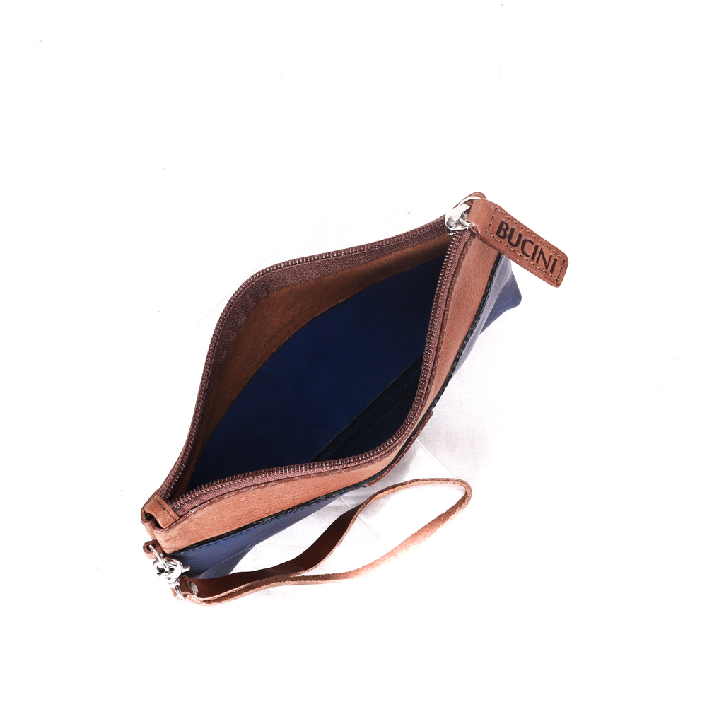 Ani Blue Kombinasi Cognac Leather Pouch - Image 3